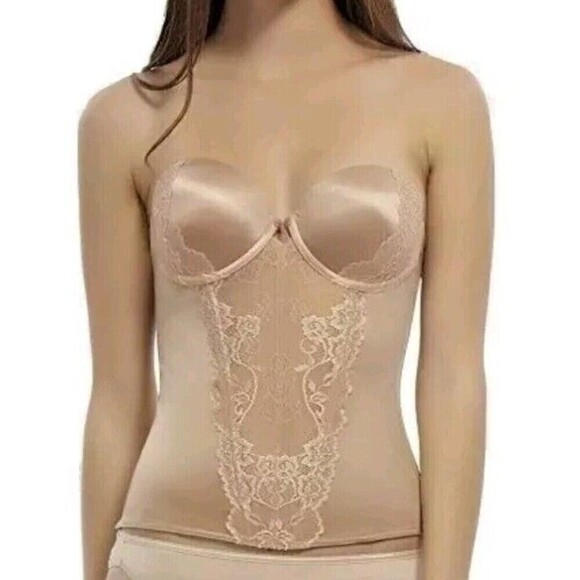 Cassandra Intimates Strapless Corset Bustier Bra Beige Size 32C 30533 No STRAPS - Picture 3 of 14
